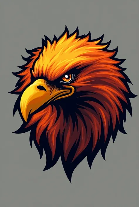 Draw a baseball team logo whose main color is orange with the head of an eagle looking to the left
