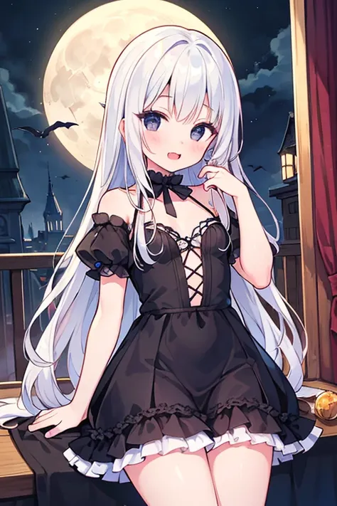 Masterpiece, amazing quality, best quality, detailed, absurdres, illustration, game_cg, intricate, an extremely delicate and beautiful,

1 girl, cute, perfect anatomy, black eyes, detailed eye, pettier,

White  hair, long hair, straight hair, hair down, ha...