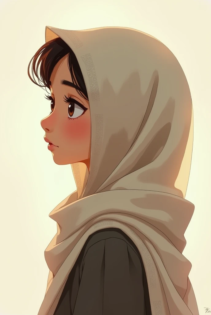 animated girl in hijab face back