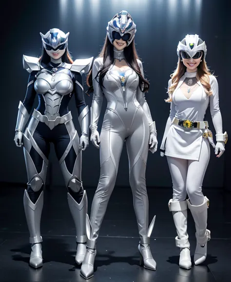 a woman (anchor gray) rangers, anchor gray ranger suit, as she power rangers toxic , full body , helmet mask, long hair, high de...