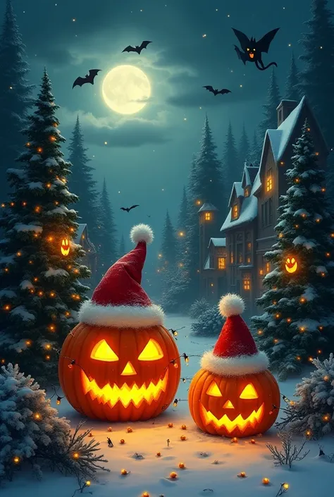 An image where Christmas is combined with Halloween 

