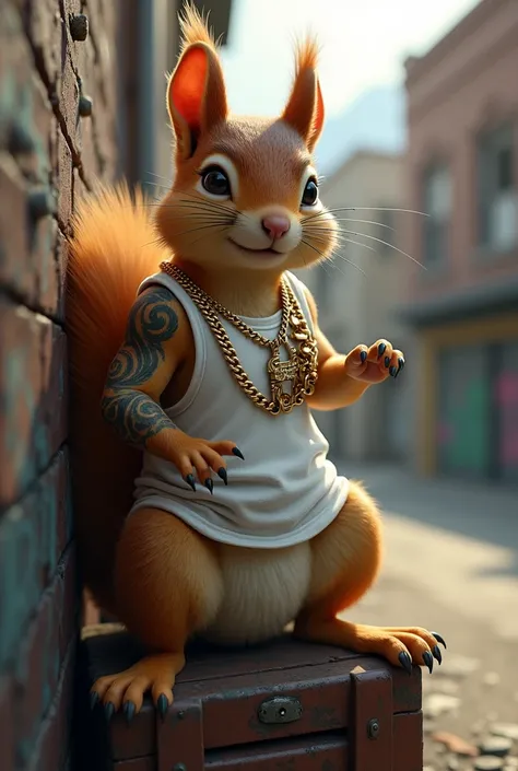 Squirrel wearing the clothes of a gang from Cholos