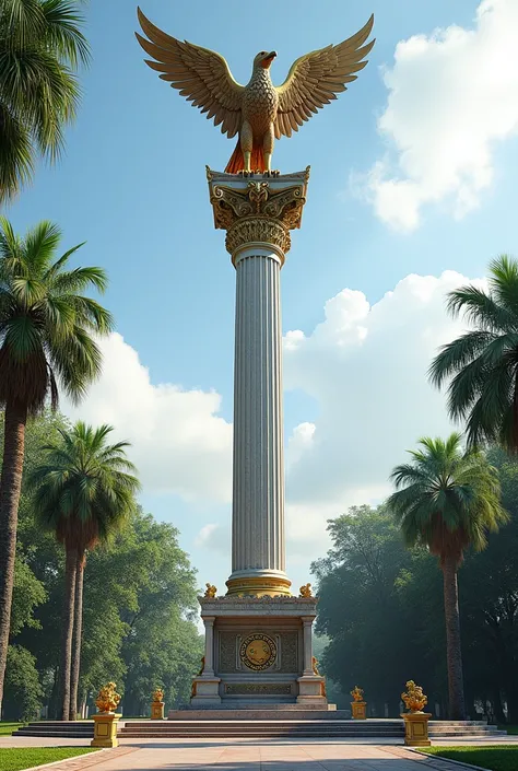 a column with a capital, shaft, and base inspired by the philippine eagle