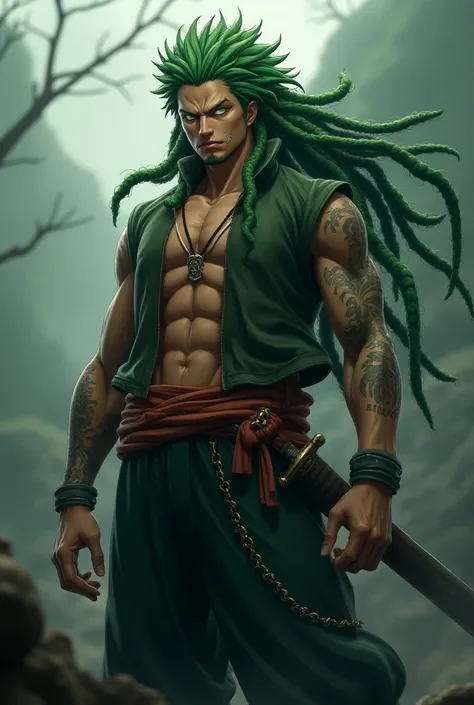 Zoro de one piece com dreadlocks