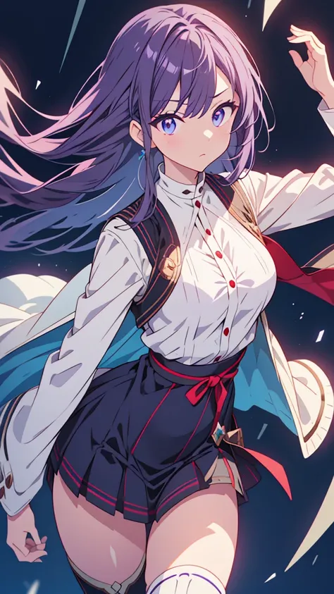    Best Quality,    Very Detailed   ,     anime style adult 1 wo Demon ,  Long hair to waist , Straight Hair, ((    Dark Purple Hair & Blue    )), Manibo    ,,   Beautiful Delicate Eyes   ,   Pinch your eyes  ,    Dark Blue Eyes   , big breasts,bending,(((...