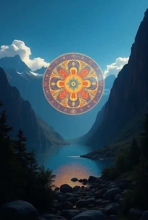 The Kjarkas Savia Andina logos and projection within a beautiful background 

