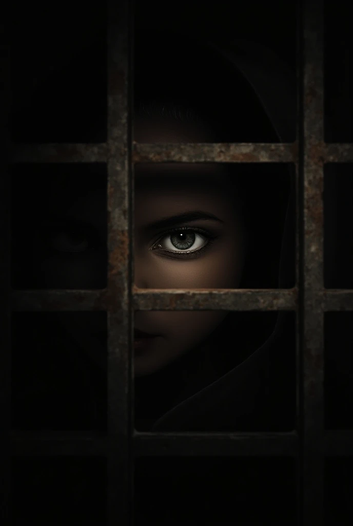 An eye behind bars 
