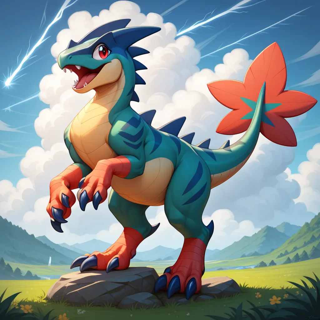 score_9, score_8_up, score_7_up, score_6_up, score_5_up, no humans, rating_safe, electrike dinosaur pokemon, covered in a bright...