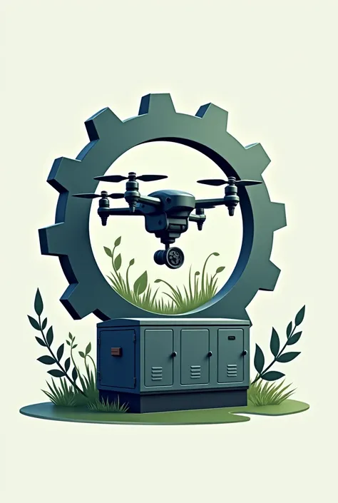 Image with a gear , agricultural drone and power generator for company logo 