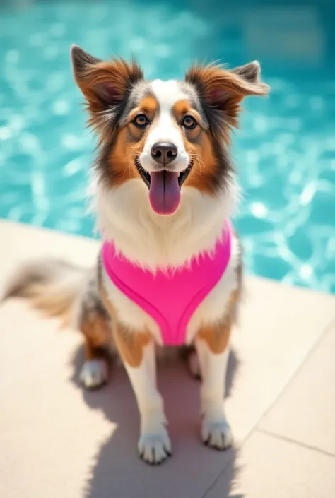 AUSTRALIAN SHEPHERD con 🩱de color rosa 