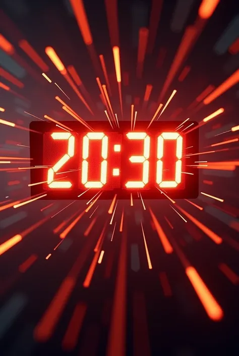 A digital timer counting down with fast arrows, light bursts, and intense red and orange tones, symbolizing time running out and immediate action