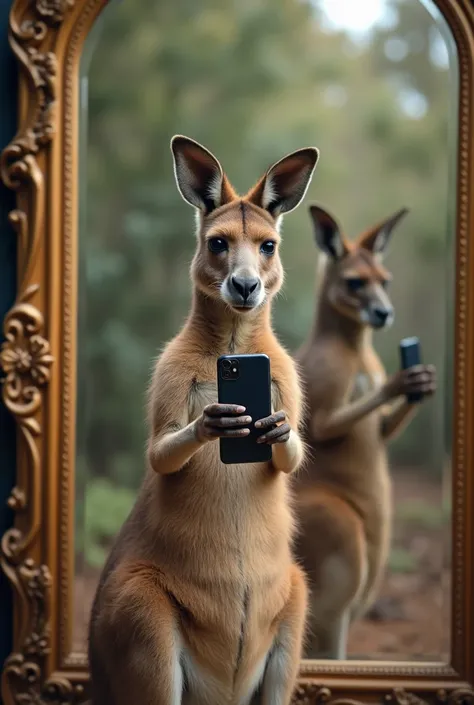  Photo taken by a kangaroo in front of the mirror with his iPhone 15 pro max viral photo