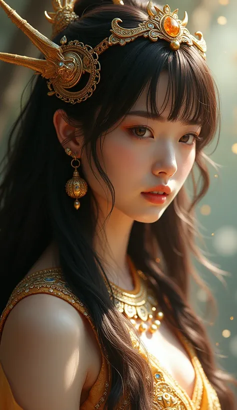 This years photo is a 16k image of a red-haired Japanese goddess ,Shiranui, (Big Princess  (Egyptian goddess, dark brown hair, the most magnificent nobleman in creation.)  Fantasy Fairy Tale  ),พื้นหลัง Shiranui,ultra photo-realistic,UHD, retina, masterpie...