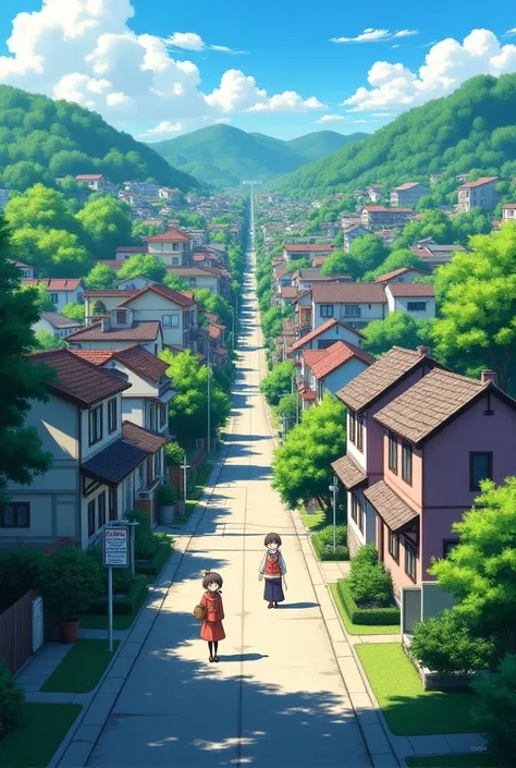 8k Japanese suburb in anime form