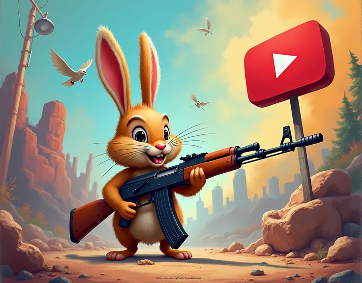 AK 73 BUNNY AND YOUTUBE LOGO
