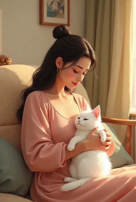 "Aisha brings the white cat to her house and breastfeeds her