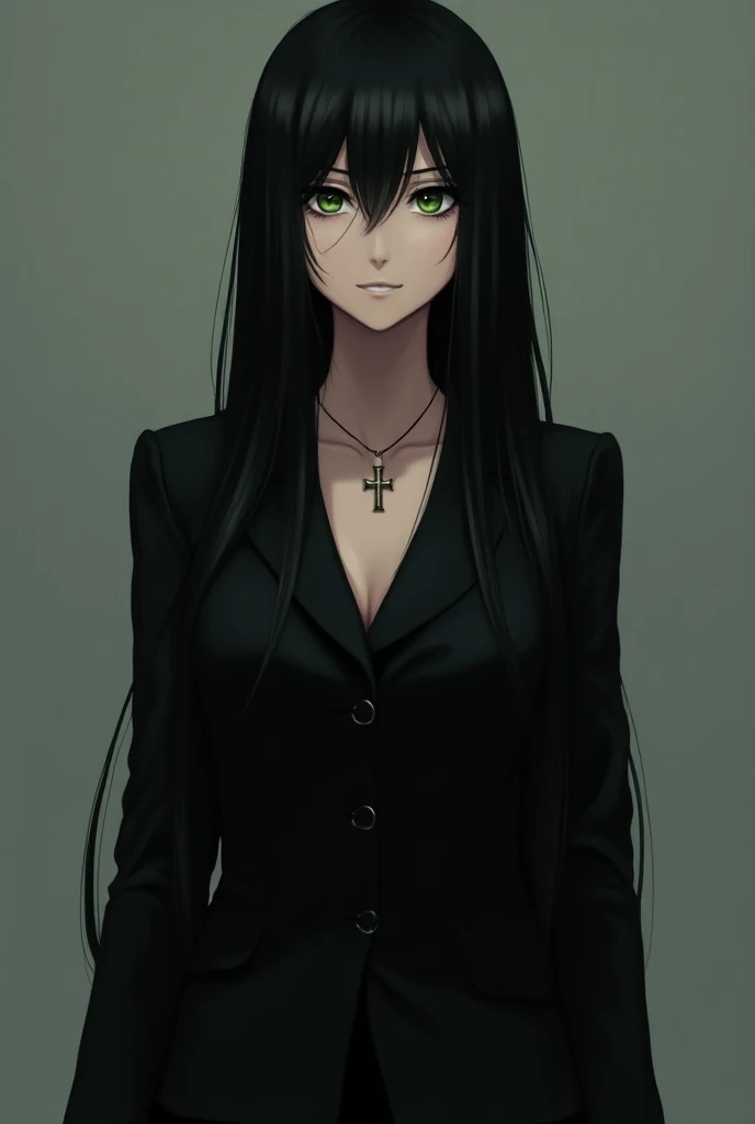 Name:  Ariel Chihiro
Gender :woman 
Appearance :  long straight black hair hitting the back  ,  very dark green eyes ,  height 1 meter 79  ,I weigh 58 kilos  , THERE ARE NO BREASTS 
Suit : black suit with a  , , neckline without weapons and with a put on w...