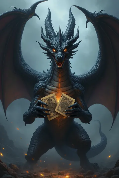 The black dragon holds two cards