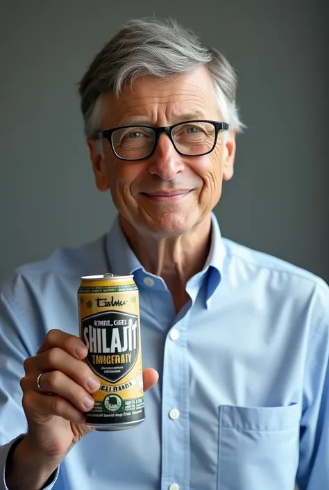 Bill gates man picture with Shilajit energy drink 