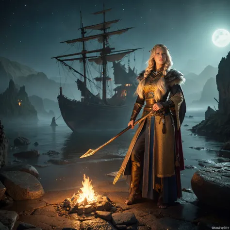 Receiving the Starstone
Visual Description: A powerful female Viking warrior, Look: Tall and statuesque with platinum-blonde hair in long braids, wearing a leather bandeau and fur-trimmed skirt
Weapons: A long spear adorned with raven feathers.
Personality...