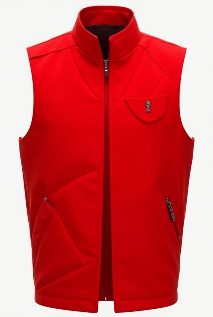 Create a completely red mens vest inspired by geometric figures for the spring/summer season. 