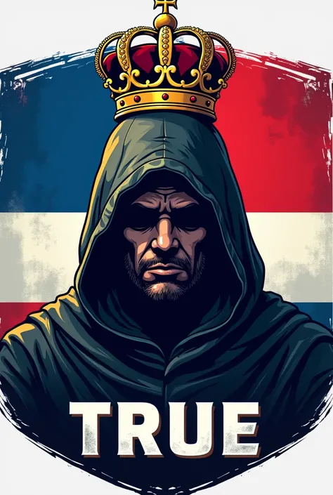 Make a logo and in the center you add a Call of Duty character with a hood and you put a crown on it and you add the name True below and the flag of the Dominican Republic behind the character 