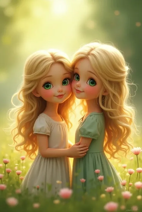 Two green-eyed blond girls