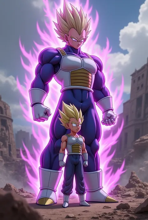 Vegueta Majin with his son Trunsk transformed  