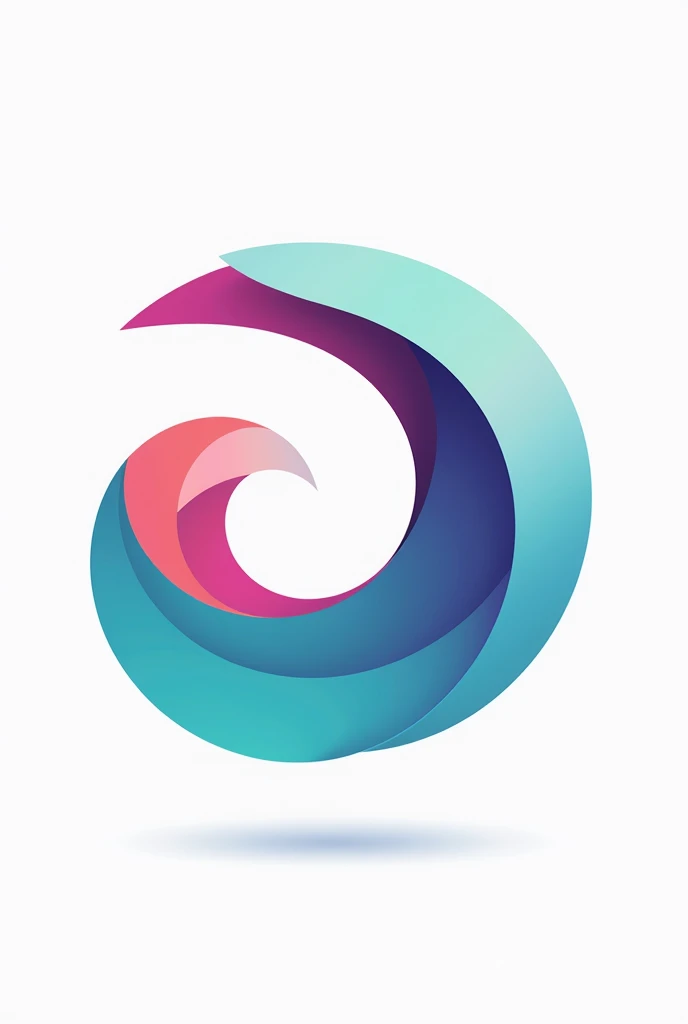 Create a flat vector, illustrative-style abstract concept logo design for a graphic design company named Dynamic Advertising, using swirling shapes that represent creativity and fluidity. The shapes are colored in a gradient of teal and magenta, symbolizin...