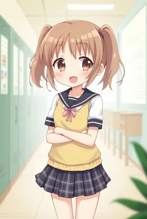 cute anime  in school uniform