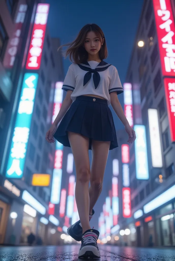   Japanese woman floating above Tokyo   :1.331,   Cyberpunk City, from side:1.8, (Best Quality:1.4),   32k high resolution UHD  , (masterpiece:1.2),   Extremely Detailed Live Action , (Realistic, 超Realistic:1.4),   Japanese woman in uniform  , Beautiful Japanese woman ,   famous beautiful Japanese idol  ,   vacuum cleaner flying through the sky standing on a Roomba:1.331,  shining robot vacuum cleaner ,  dance,  woman who feels like a wizard  ,   she enjoys free flight  , Perfect composition, Proper placement, Golden Ratio, Skyscrapers at night,  anatomically correct ratio :1.331,   has a small head :1.331,  Slender body:1.331,   thin waist:1.331, Thin limbs:1.331,   flat chest:1.331,  Cover your chest  :1.21,   Japanese high school sailor suit   :1.21, Short sleeve clothing,  white short sleeve sailor suit :1.21, sera fuku:1.21,  navy miniskirt ,  I can see her belly button  , Brown Hair,   bob cut hair in the house :1.21,  symmetrical eyes, Beautiful hair fluttering in the wind , 