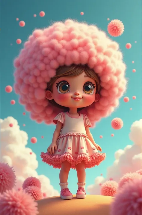 A girl with very big pom pom