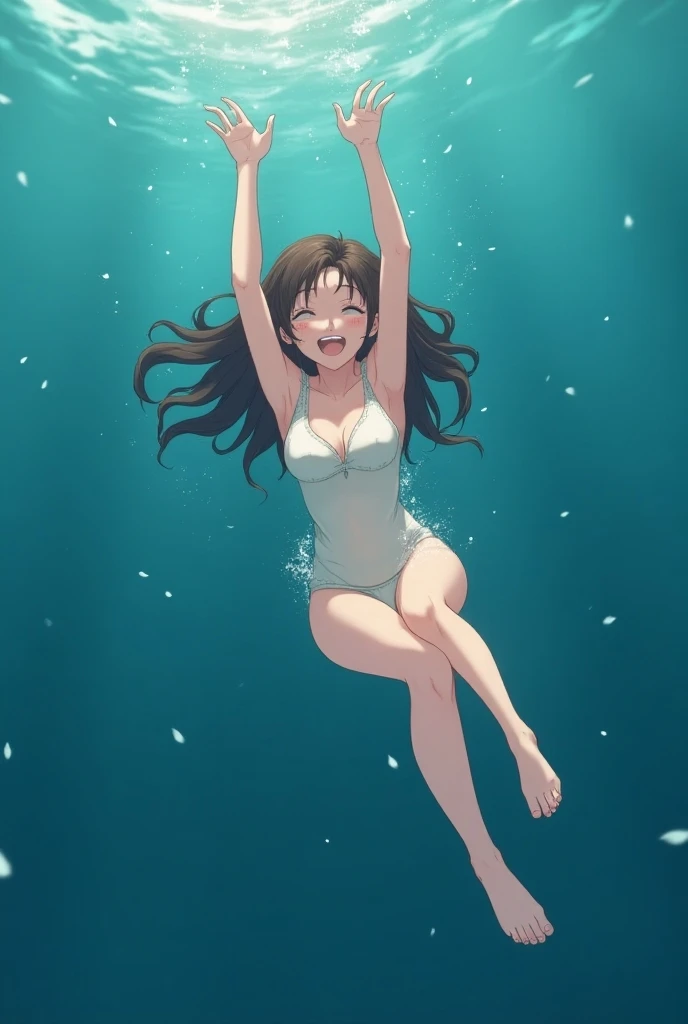 Anime girl swimming in man sperms 