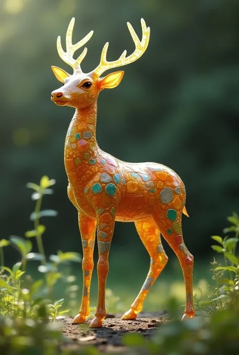 Create a deer with irregular pieces made from plastic soda bottles