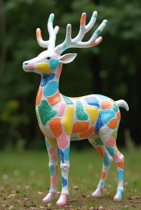 Create a deer made from asymmetric parts of recycled pet bottles