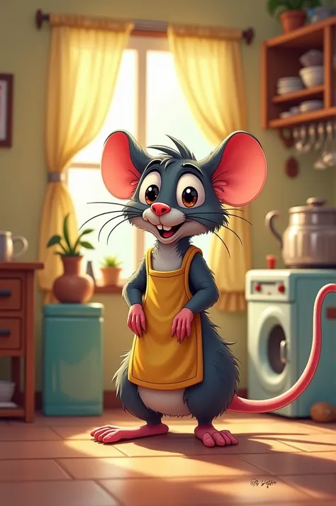 Cartoon image of a rat living in a house