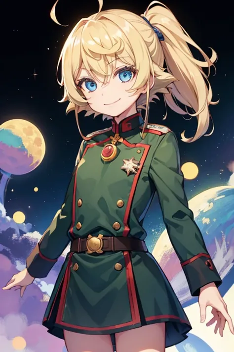 Tanya、 girl、One person、 smaller、 smaller胸、、wicked smile、 High Quality、uniform、