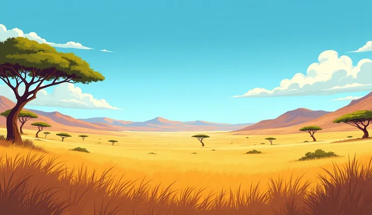 Cartoon image (In the heart of the African savannah)without animals