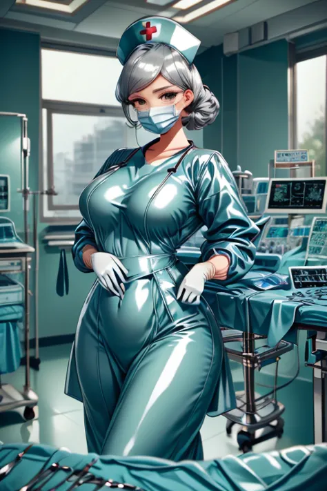 nurse uniform,hospital, latex nurse suit,nurses,busty,elbow gloves,labcoat,black hair woman,blueeyes , gigantic ,medical instruments,asian nurse,two nurses,speculum,examination room,oversize ,big ass ,strap on, lay on table ,legs spreaded,giving birth,gyno...