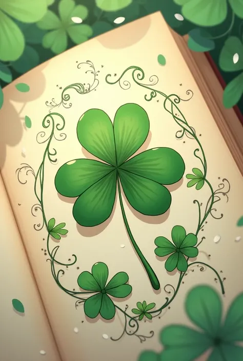 four-leaf clover, pressed flower bookmark, anime