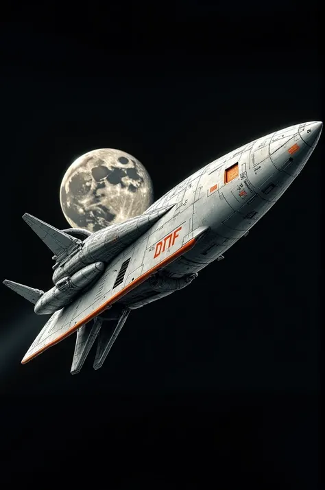 A spaceship with $DTF written on it flew to the moon.