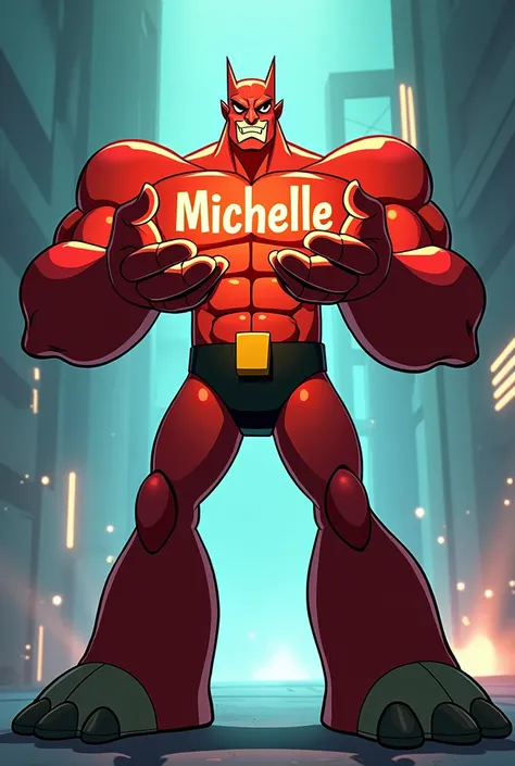 fourarms (from ben 10 cartoon) that keep the write "Michelle" 