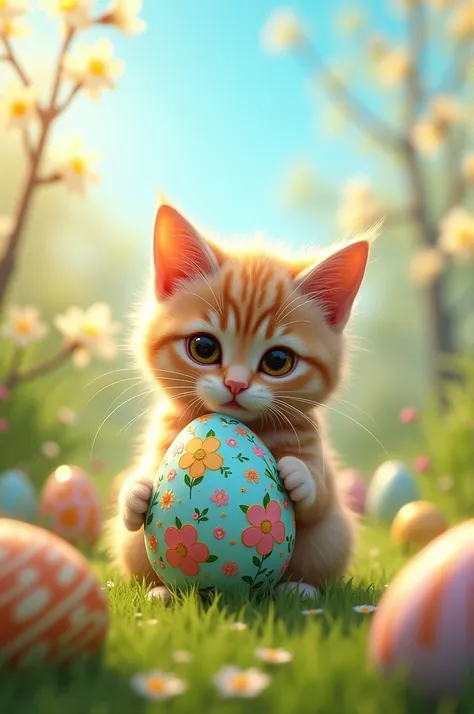 cat in easter egg day