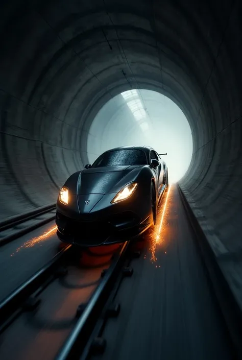 Photo of the high-speed train running through the tunnel