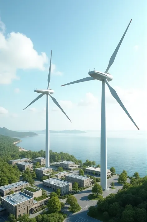  Im working on a project to restructure Yeongdo, .  Im changing it to attract . Using scientific principles, , Im going to install an offshore wind generator, and ,  share houses and amenities .  just the shape of a wind generator and an offshore wind gene...