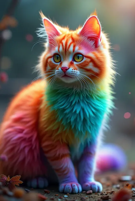 A cat  with rainbow colour 