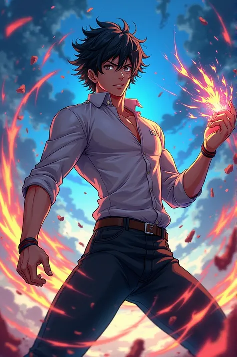 Anime handsome Yuno is using his skills in the anime black clover