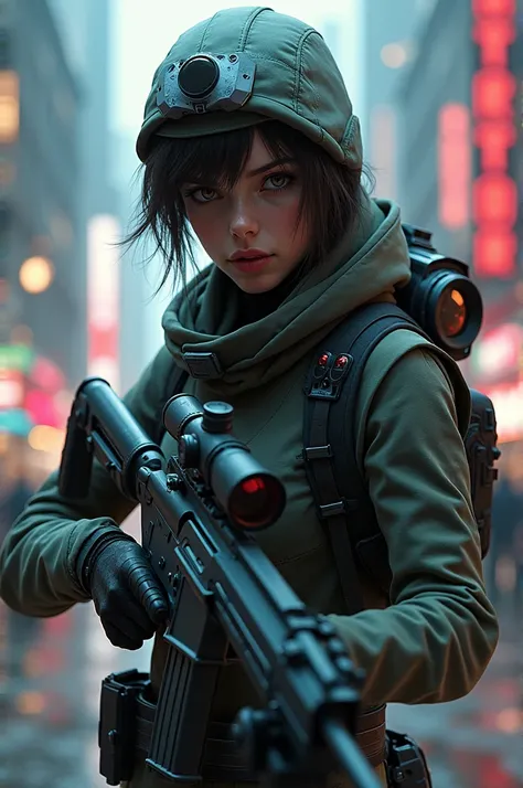 Im aiming for a cyberpunk-like young sniper.