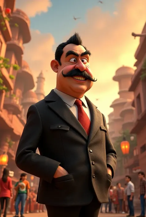 A 3d render of a disney pixar poster with title saddam hussein