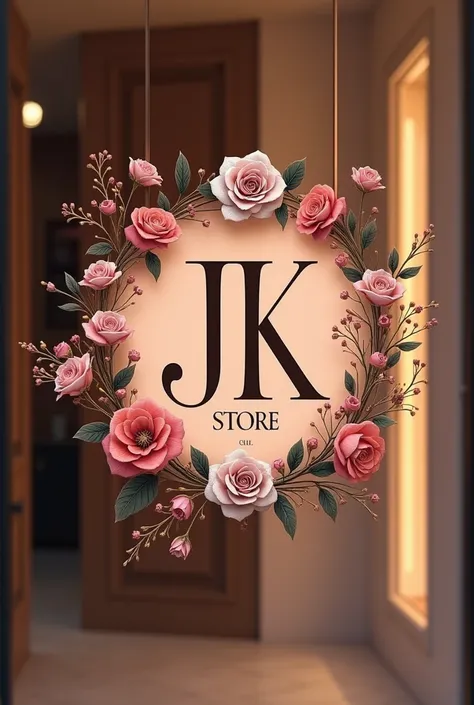 Create a logo for a boutique with the word store and the initials JK where sensuality is reflected with the phrase Your femininity is your reflection in Spanish 